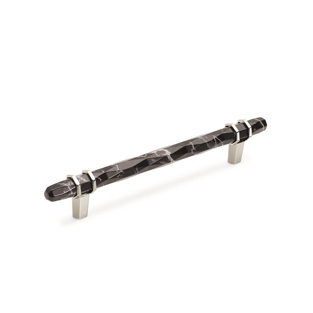 Amerock Carrione 6-5/16 in (160 mm) Center-to-Center Marble Black/Polished Nickel Cabinet Pull