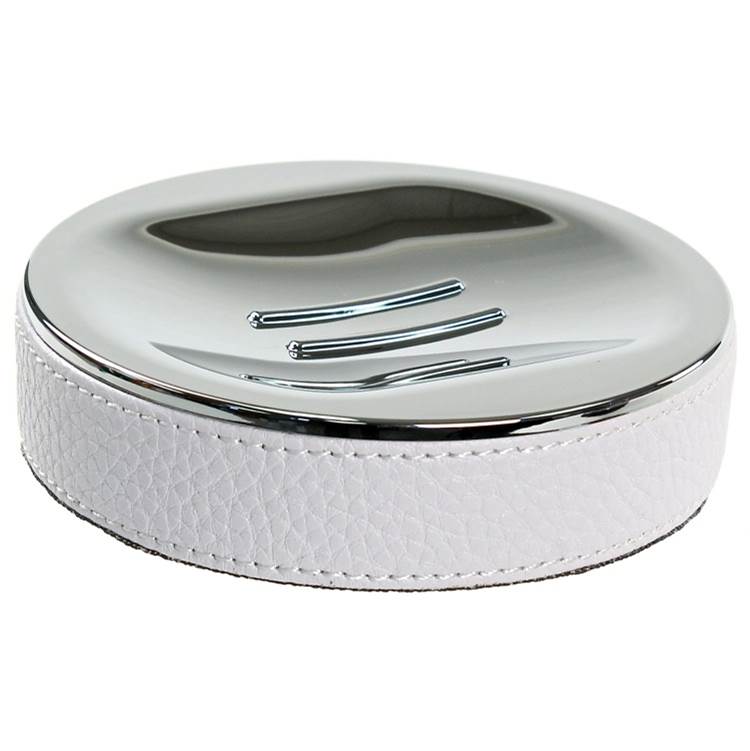 Nameeks Round Soap Dish Made From Faux Leather In White Finish