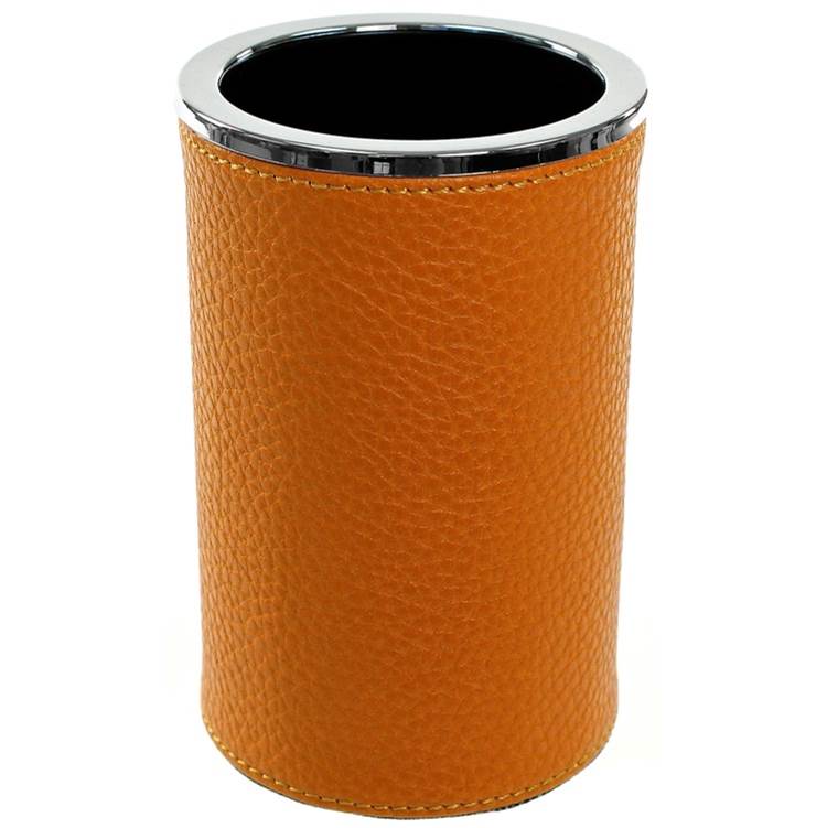 Nameeks Round Toothbrush Holder Made From Faux Leather in Orange Finish