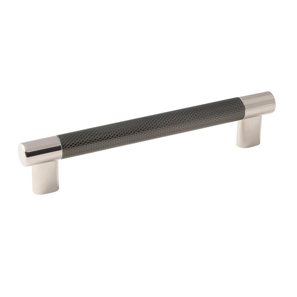 Amerock Esquire 6-5/16 in (160 mm) Center-to-Center Polished Nickel/Gunmetal Cabinet Pull