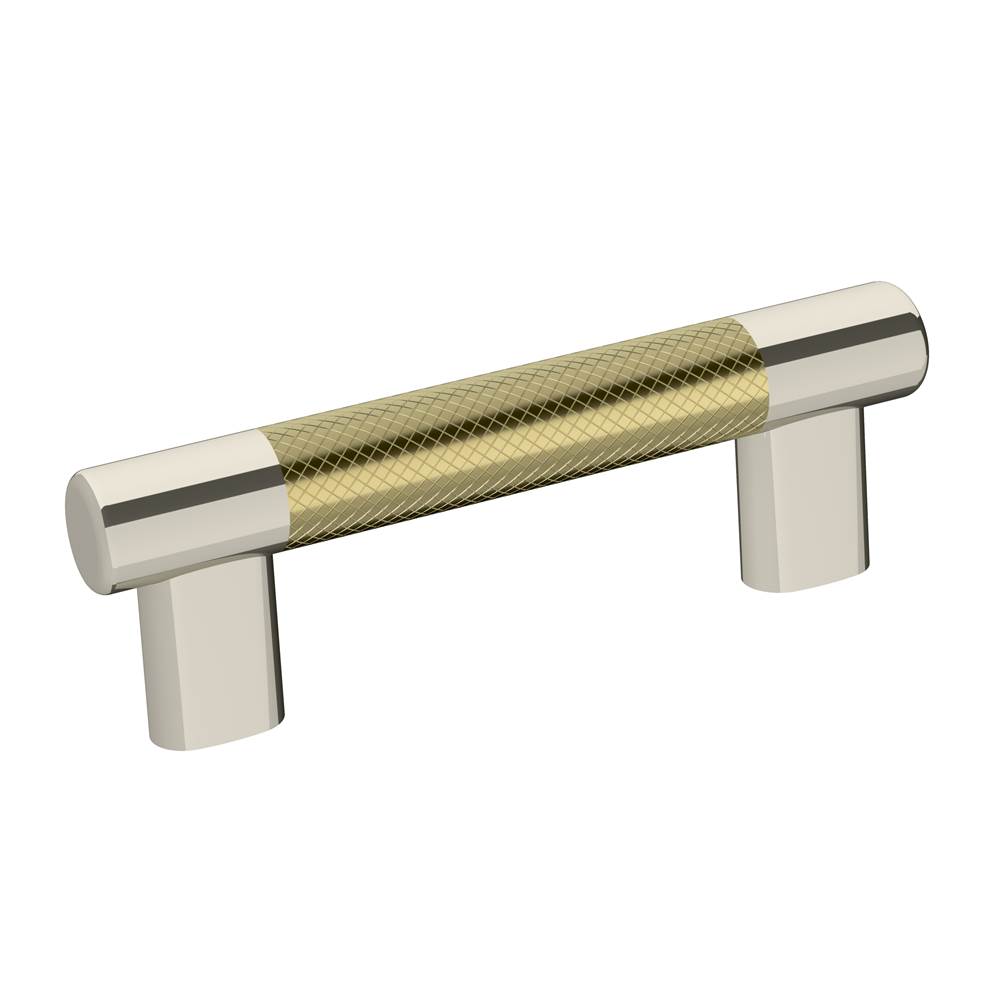Amerock Esquire 3 in and 3-3/4 in (76mm and 96 mm) Center-to-Center Polished Nickel/Golden Champagne Cabinet Pull