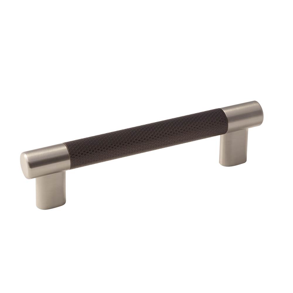 Amerock Esquire 5-1/16 in (128 mm) Center-to-Center Satin Nickel/Oil-Rubbed Bronze Cabinet Pull