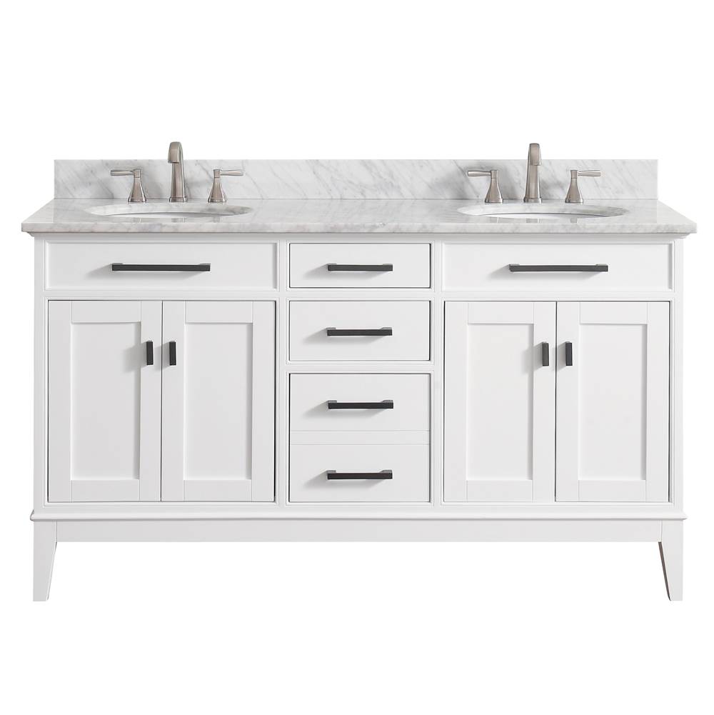 Avanity Avanity Madison 61 in. Double Vanity in White finish with Carrara White Marble Top