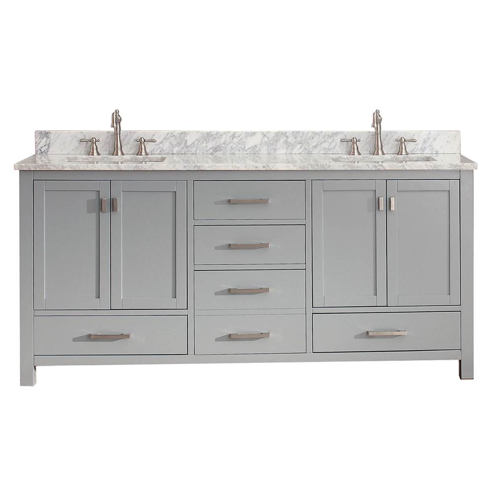 Avanity Avanity Modero 73 in. Double Vanity in Chilled Gray finish with Carrara White Marble Top