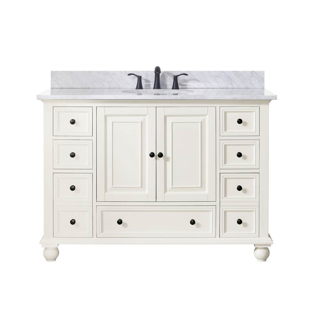 Avanity Avanity Thompson 49 in. Vanity in French White finish with Carrara White Marble Top