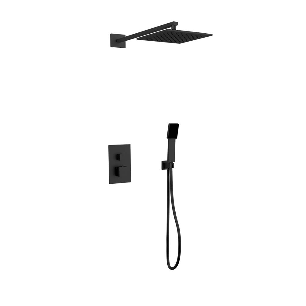 Artos Exclusive 2 Outlet Square Shower Set with 8'' Head Black