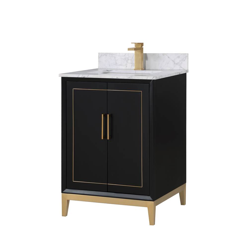 Bemma Design Gracie 24'' Bathroom Vanity, Black with Carrara Marble top