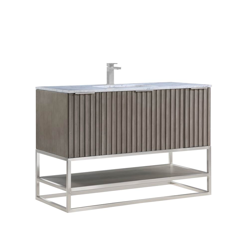 Bemma Design Terra 48'' Bathroom Vanity, Greywash with Carrara Marble top