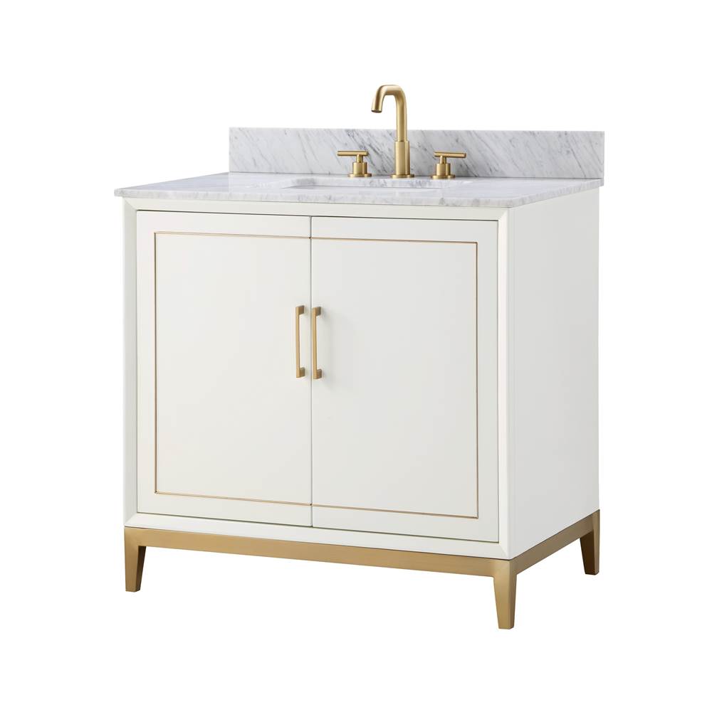 Bemma Design Gracie 36'' Bathroom Vanity, White with Carrara Marble top