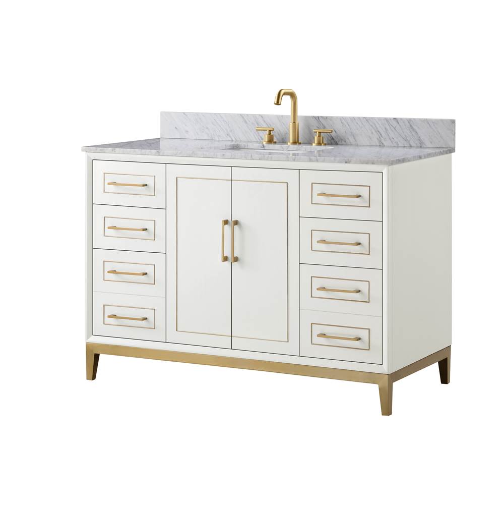 Bemma Design Gracie 48'' Bathroom Vanity, White with Carrara Marble top