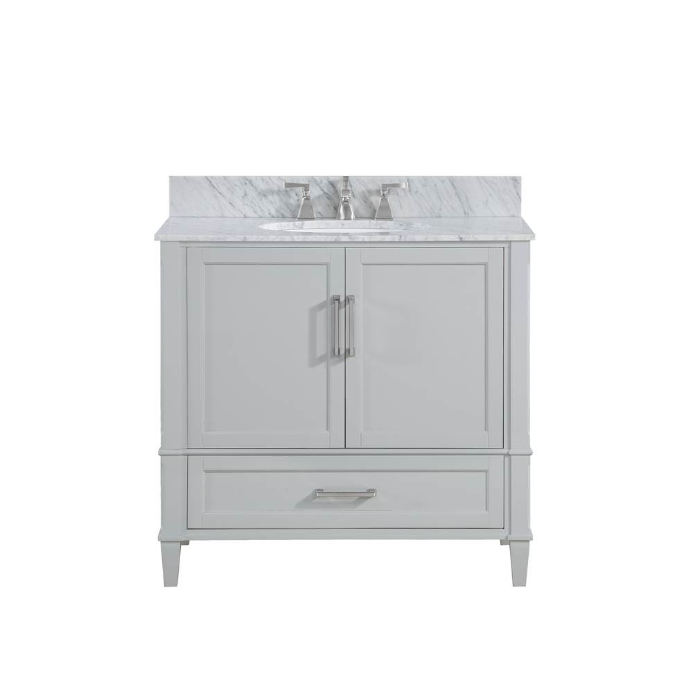 Bemma Design Montauk 36'' Bathroom Vanity, Grey with Carrara Marble top
