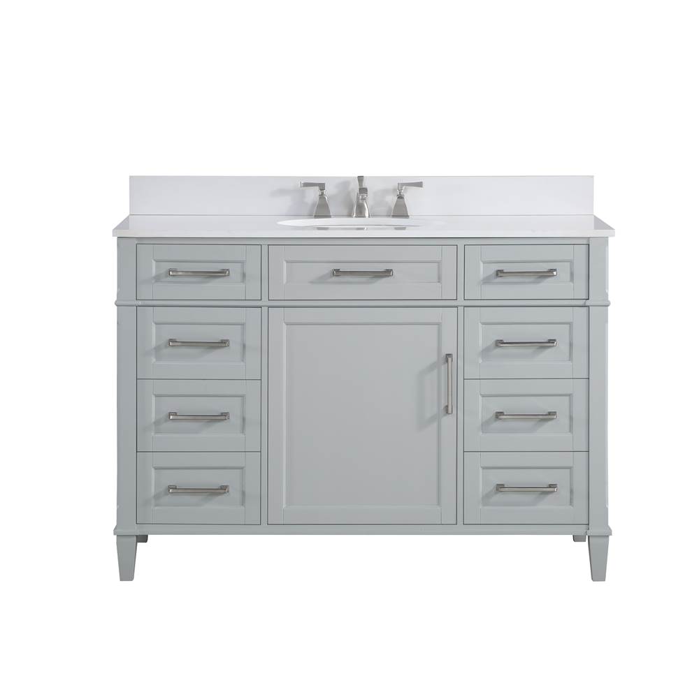 Bemma Design Montauk 48'' Bathroom Vanity, Light Oak with White Granite top