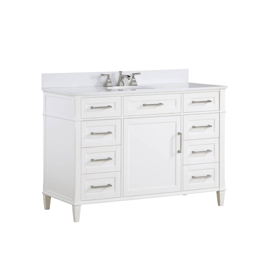 Bemma Design Montauk 48'' Bathroom Vanity, White with White Granite top