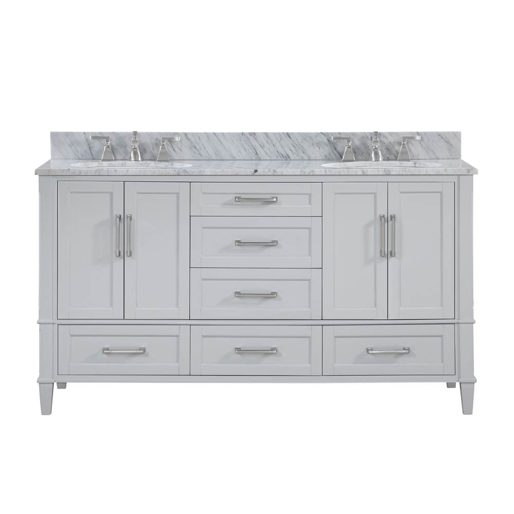 Bemma Design Montauk 60'' Bathroom Vanity, Grey with Carrara Marble top