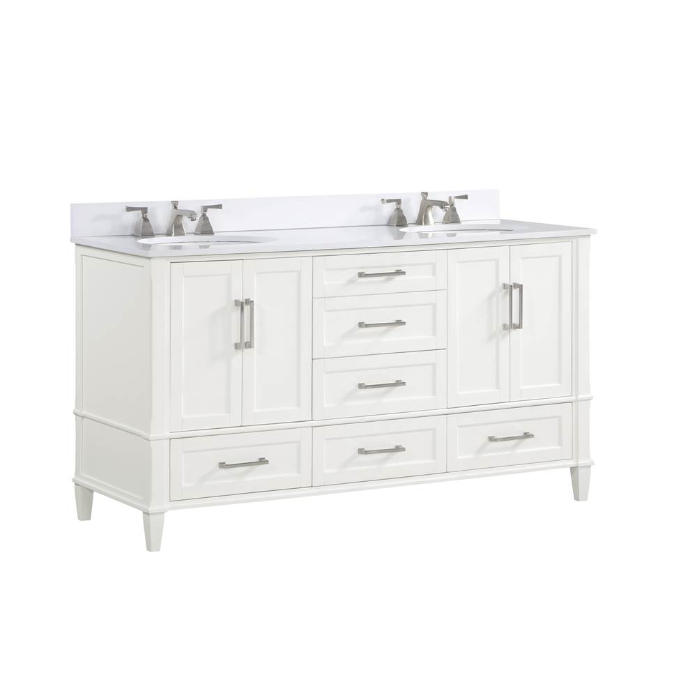 Bemma Design Montauk 60'' Bathroom Vanity, White with White Granite top