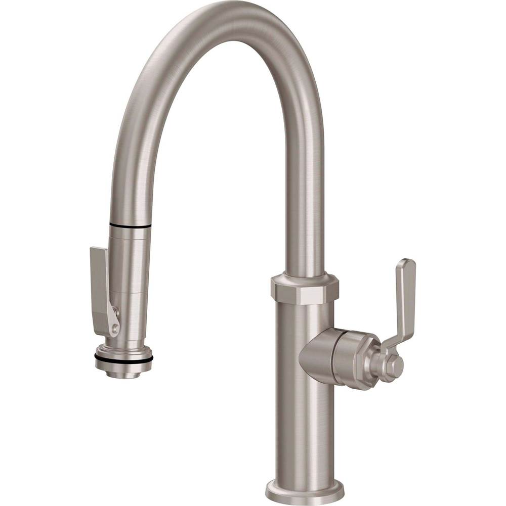 California Faucets Pull-Down Kitchen Faucet - Low Arc Spout
with Ball Lever Handle