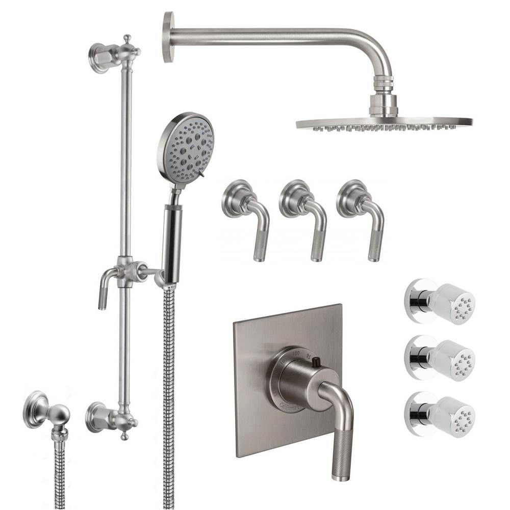 California Faucets Descanso StyleTherm® 3/4'' Thermostatic Shower System with Body Spray, Handshower on Slide Bar, and Showerhead