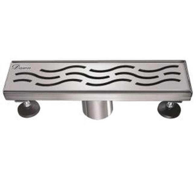 Dawn Shower linear drain--14G, 304type stainless steel, matte gold finish: 12''Lx3''Wx3-1/8''D
