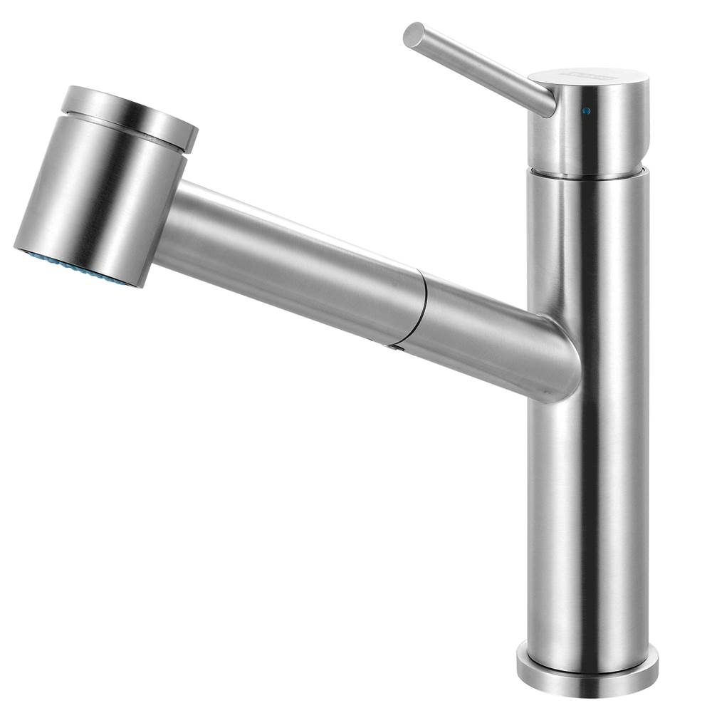 Franke Steel 9-in Single Handle Pull-Out Kitchen Faucet in Stainless Steel, STL-PO-304