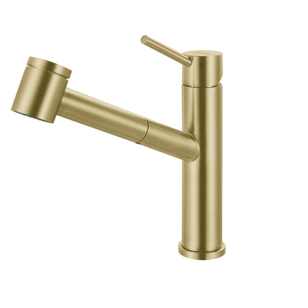 Franke Steel 9-in Single Handle Pull-Out Kitchen Faucet in Gold, STL-PO-IBK