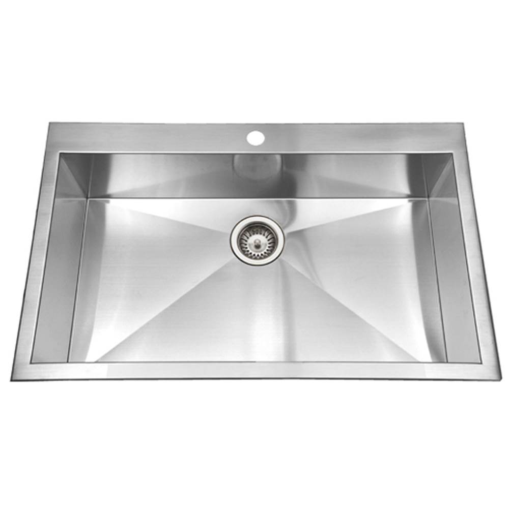 Hamat Zero Radius Topmount Stainless Steel 1-Hole 50/50 Double Bowl Kitchen Sink