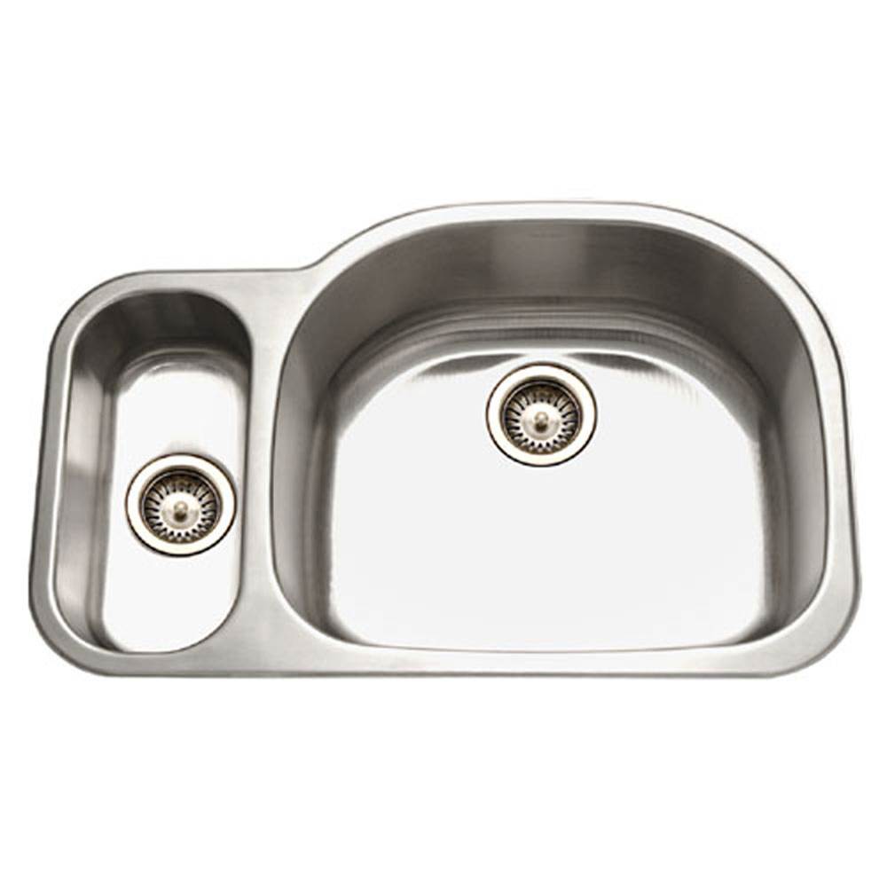 Hamat Undermount Stainless Steel 20/80 Double Bowl Kitchen Sink, Small Bowl Left