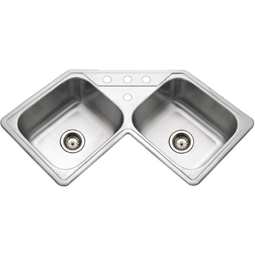 Hamat Topmount Stainless Steel 4-hole Corner Bowl Kitchen Sink