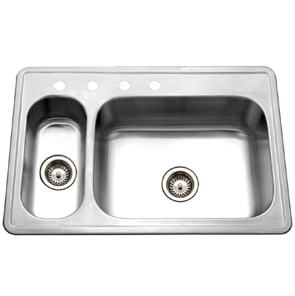 Hamat Topmount Stainless Steel 4-hole 70/30 Double Bowl Kitchen Sink