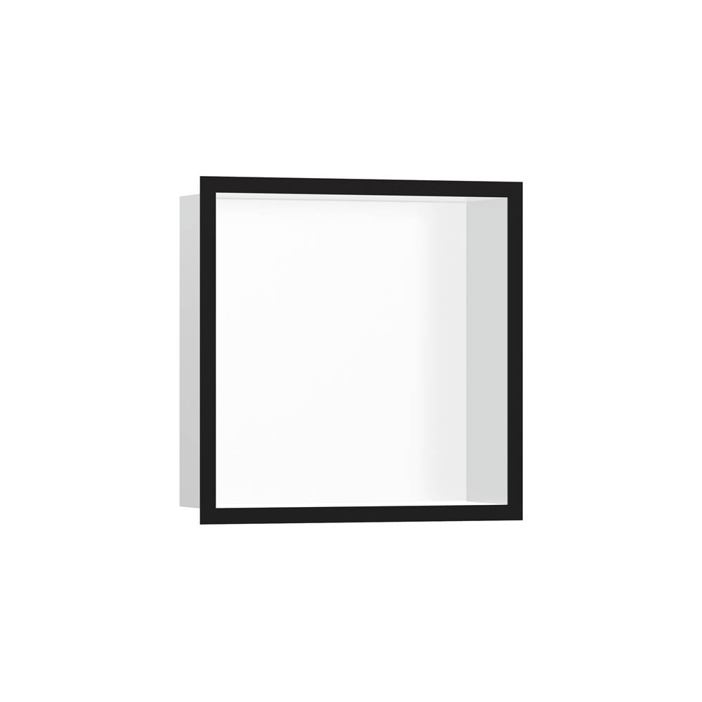 Hansgrohe XtraStoris Individual Wall Niche Matte White with Design Frame 12''x 12''x 4''  in Matte Black