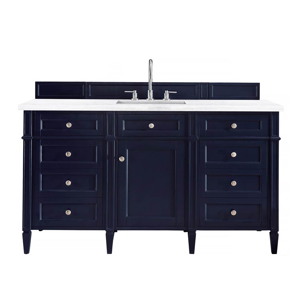 James Martin Vanities Brittany 60'' Victory Blue Single Vanity w/ 3 CM Arctic Fall Solid Surface Top