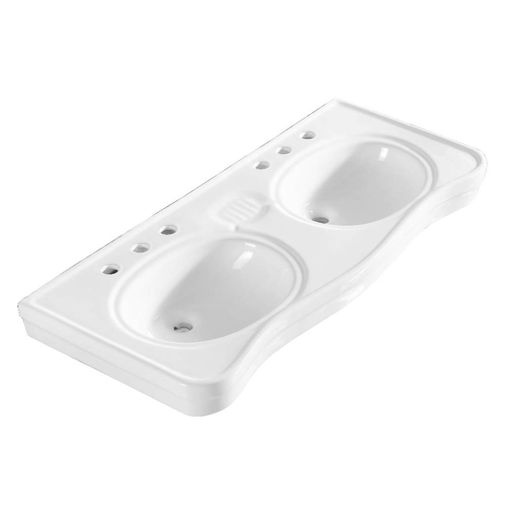 Kingston Brass Fauceture Imperial 47-Inch Double Bowl Console Sink Top, White