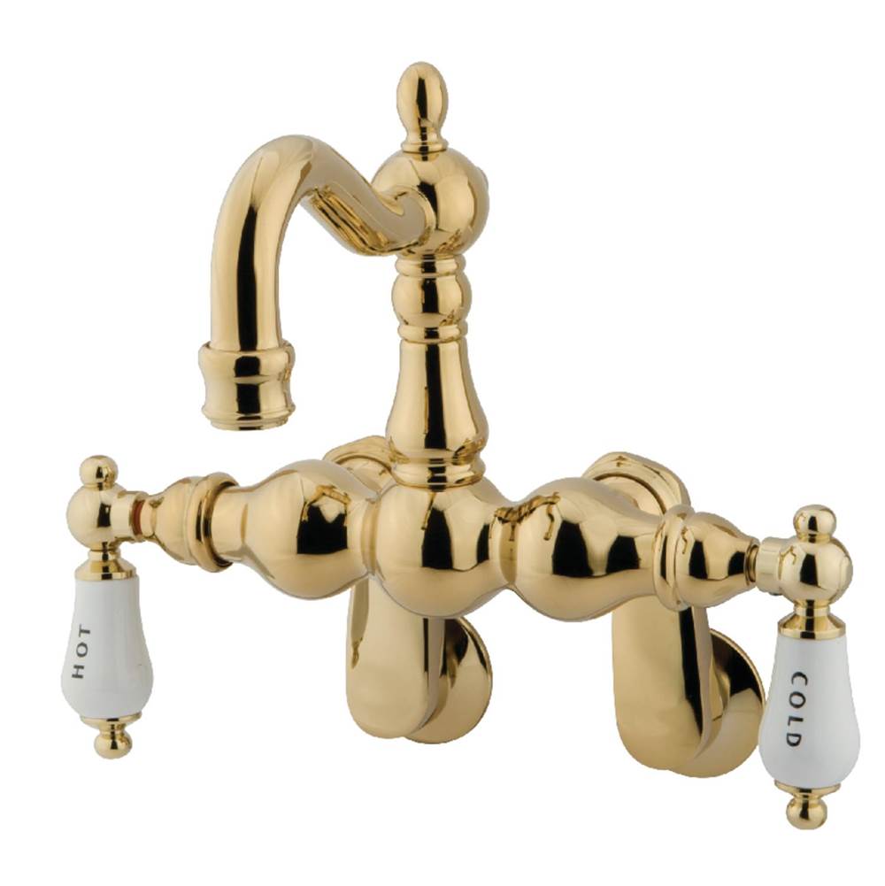 Kingston Brass Vintage Adjustable Center Wall Mount Tub Faucet, Polished Brass