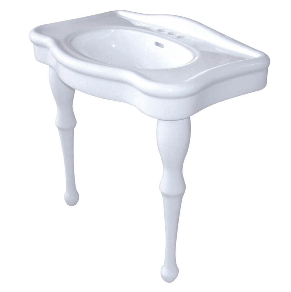 Kingston Brass Imperial 32-Inch Ceramic Console Sink (4-Inch Faucet Holes), White