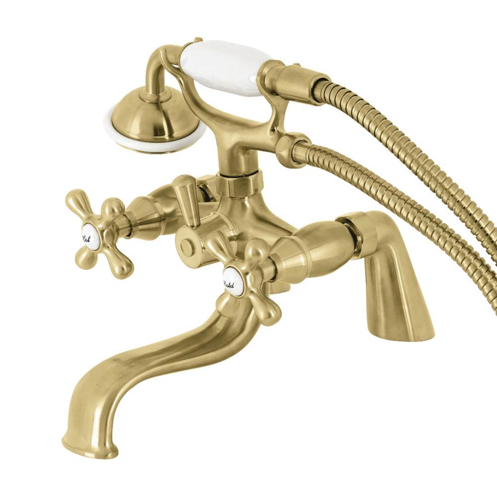 Kingston Brass Kingston Deck Mount Clawfoot Tub Faucet with Hand Shower, Brushed Brass