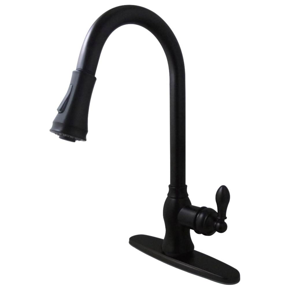 Kingston Brass Gourmetier American Classic Single-Handle Pull-Down Sprayer Kitchen Faucet, Oil Rubbed Bronze