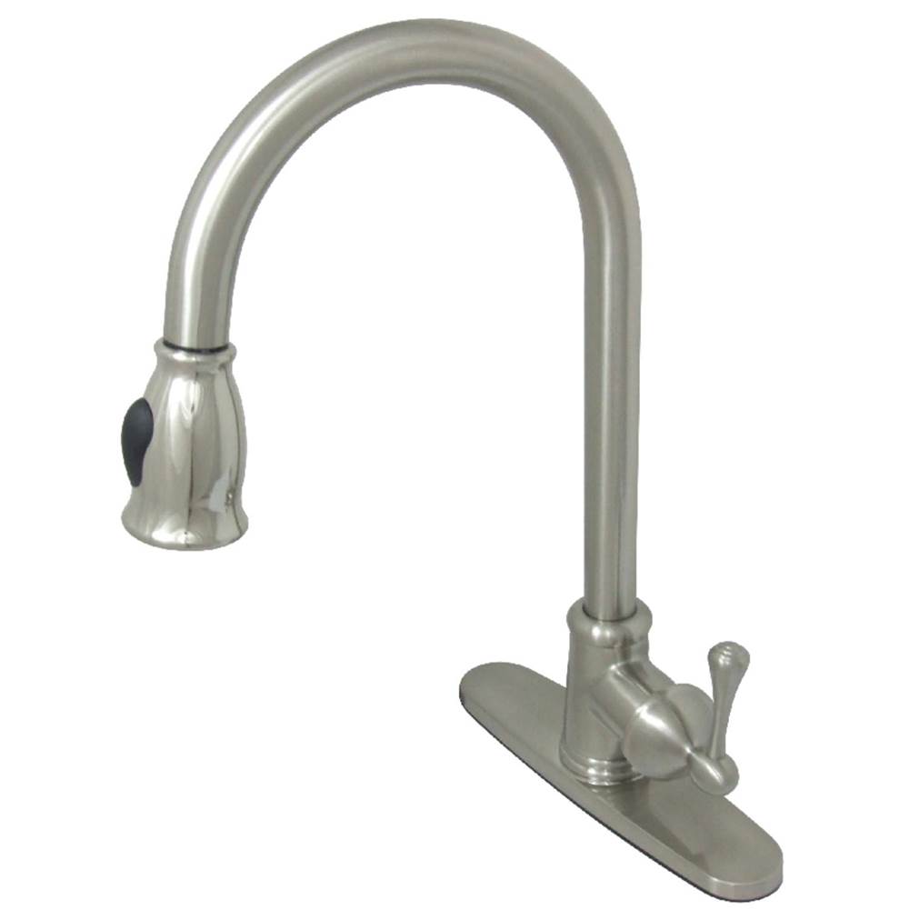 Kingston Brass Gourmetier Vintage Pull-Down Single-Handle Kitchen Faucet, Brushed Nickel