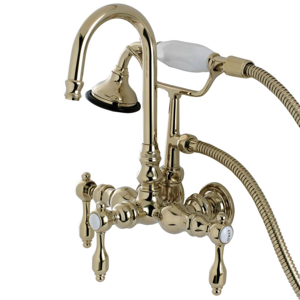 Kingston Brass Aqua Vintage Tudor Wall Mount Clawfoot Tub Faucet, Polished Brass