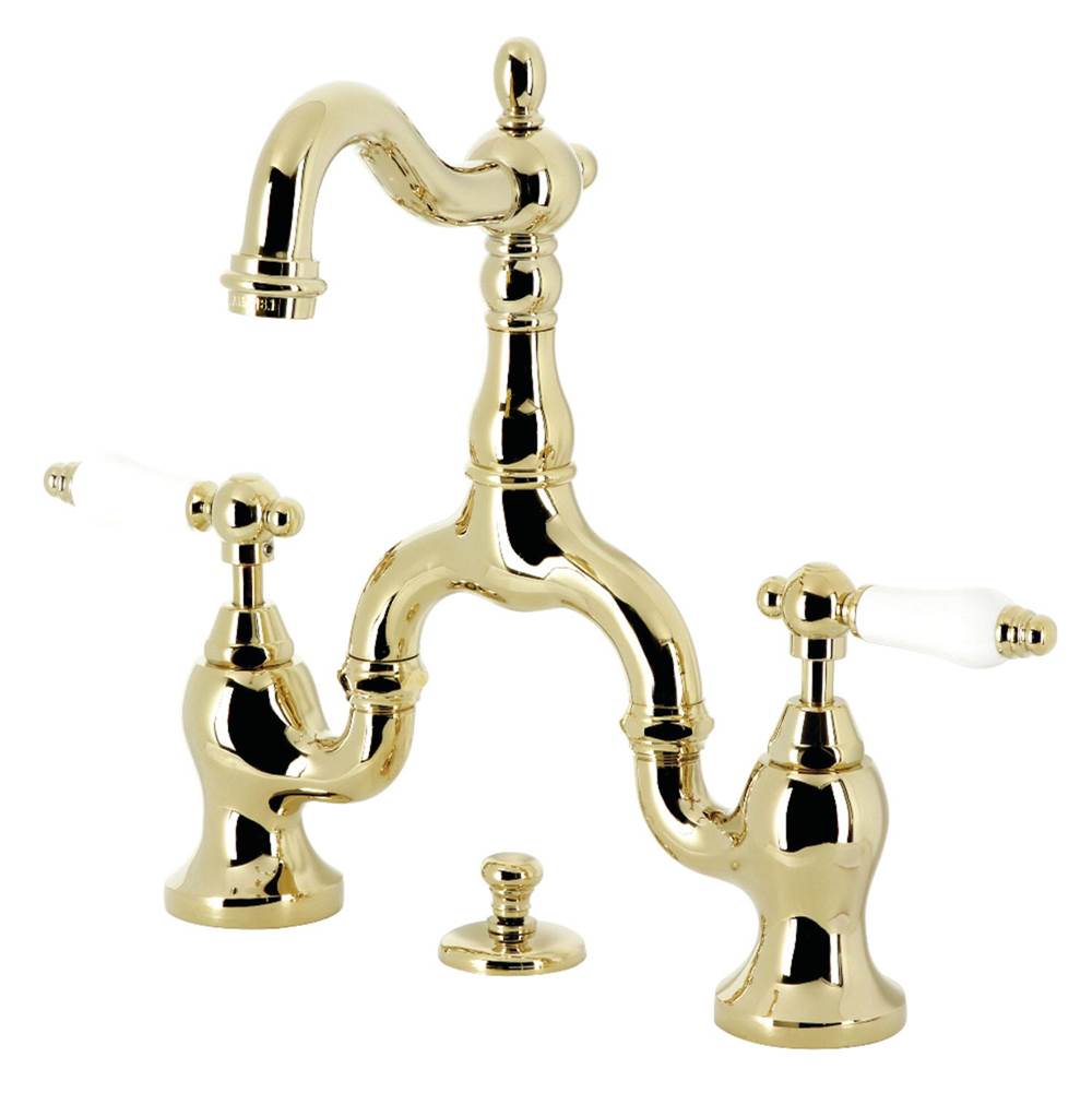 Kingston Brass Kingston Brass KS7972PL English Country Bridge Bathroom Faucet with Brass Pop-Up, Polished Brass