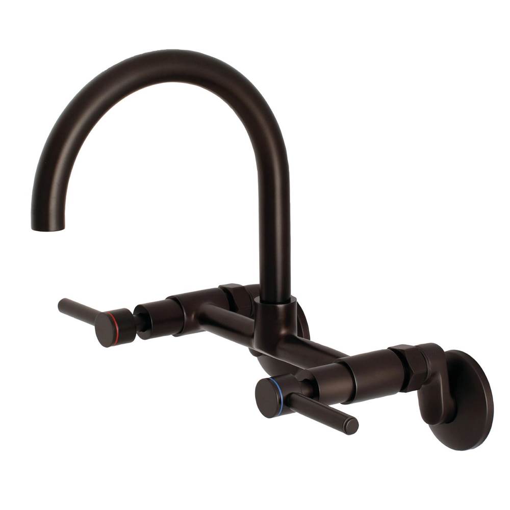 Kingston Brass Concord 8-Inch Adjustable Center Wall Mount Kitchen Faucet, Oil Rubbed Bronze