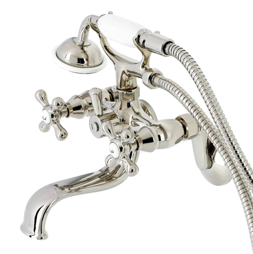 Kingston Brass Kingston Wall Mount Tub Faucet with Hand Shower, Polished Nickel