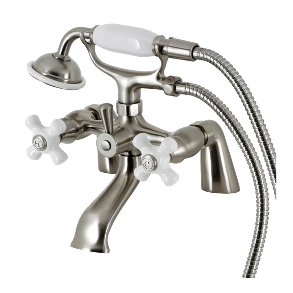 Kingston Brass Kingston Deck Mount Clawfoot Tub Faucet with Hand Shower, Brushed Nickel