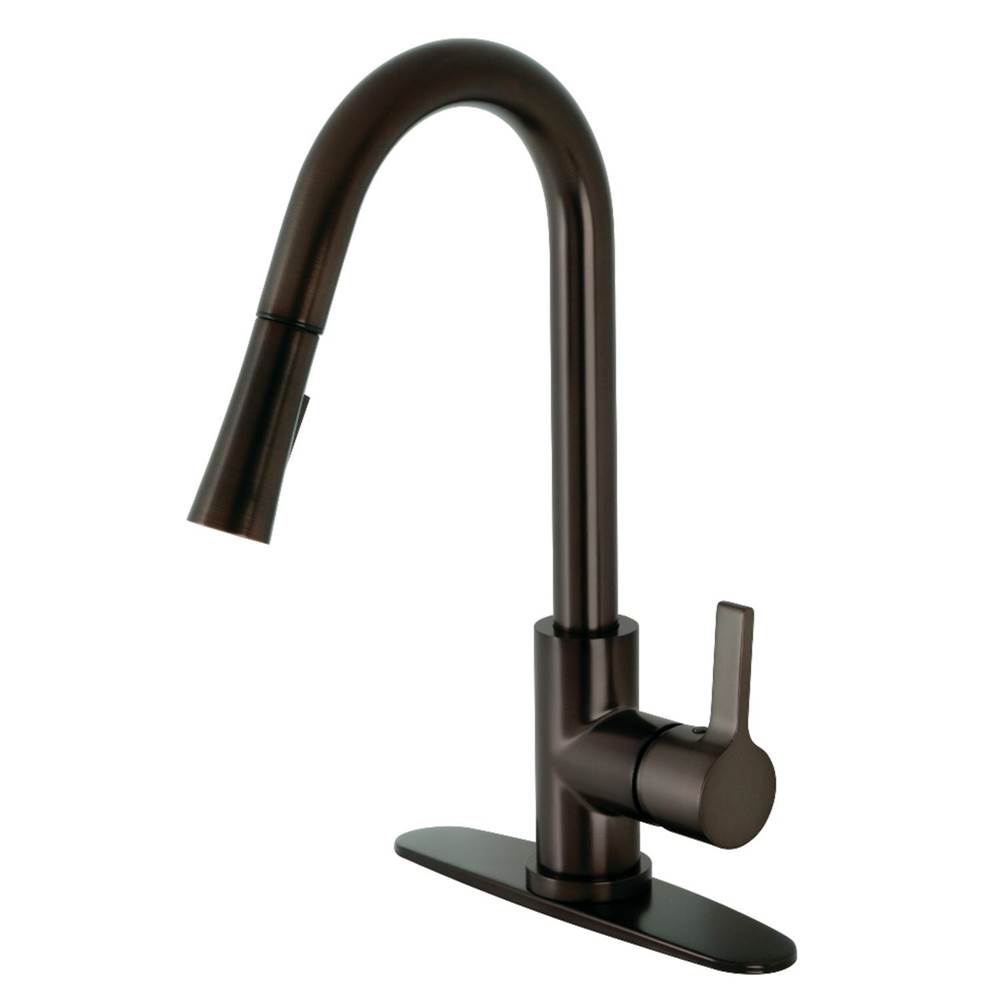 Kingston Brass Gourmetier Continental Single-Handle Pull-Down Kitchen Faucet, Oil Rubbed Bronze