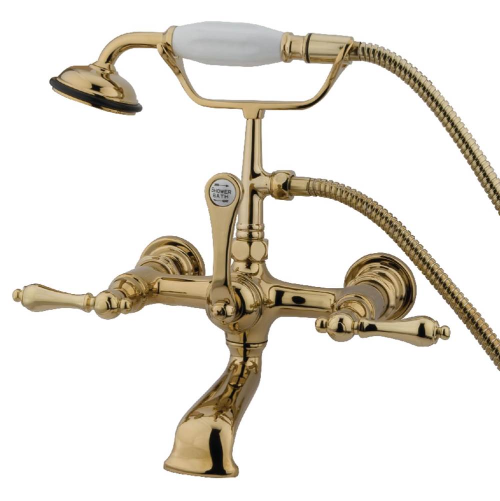 Kingston Brass Vintage 7-Inch Wall Mount Tub Faucet with Hand Shower, Polished Brass