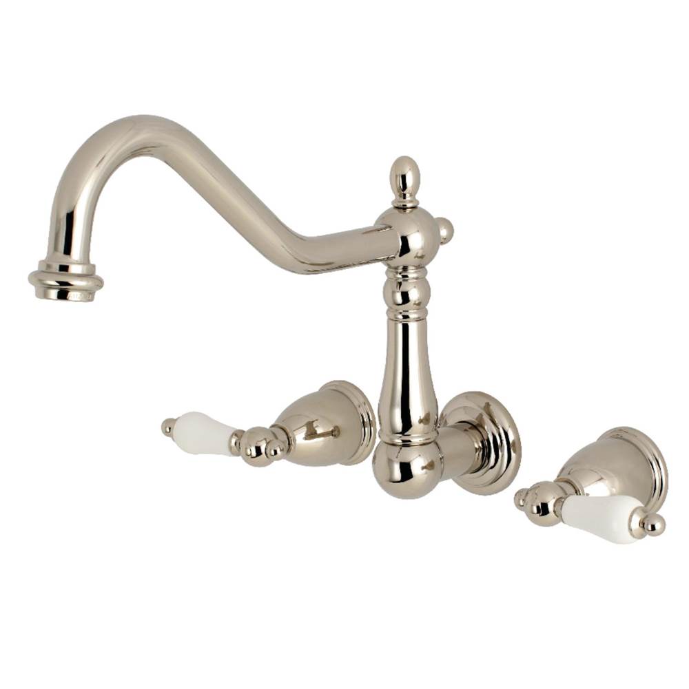 Kingston Brass Heritage Wall Mount Kitchen Faucet, Polished Nickel