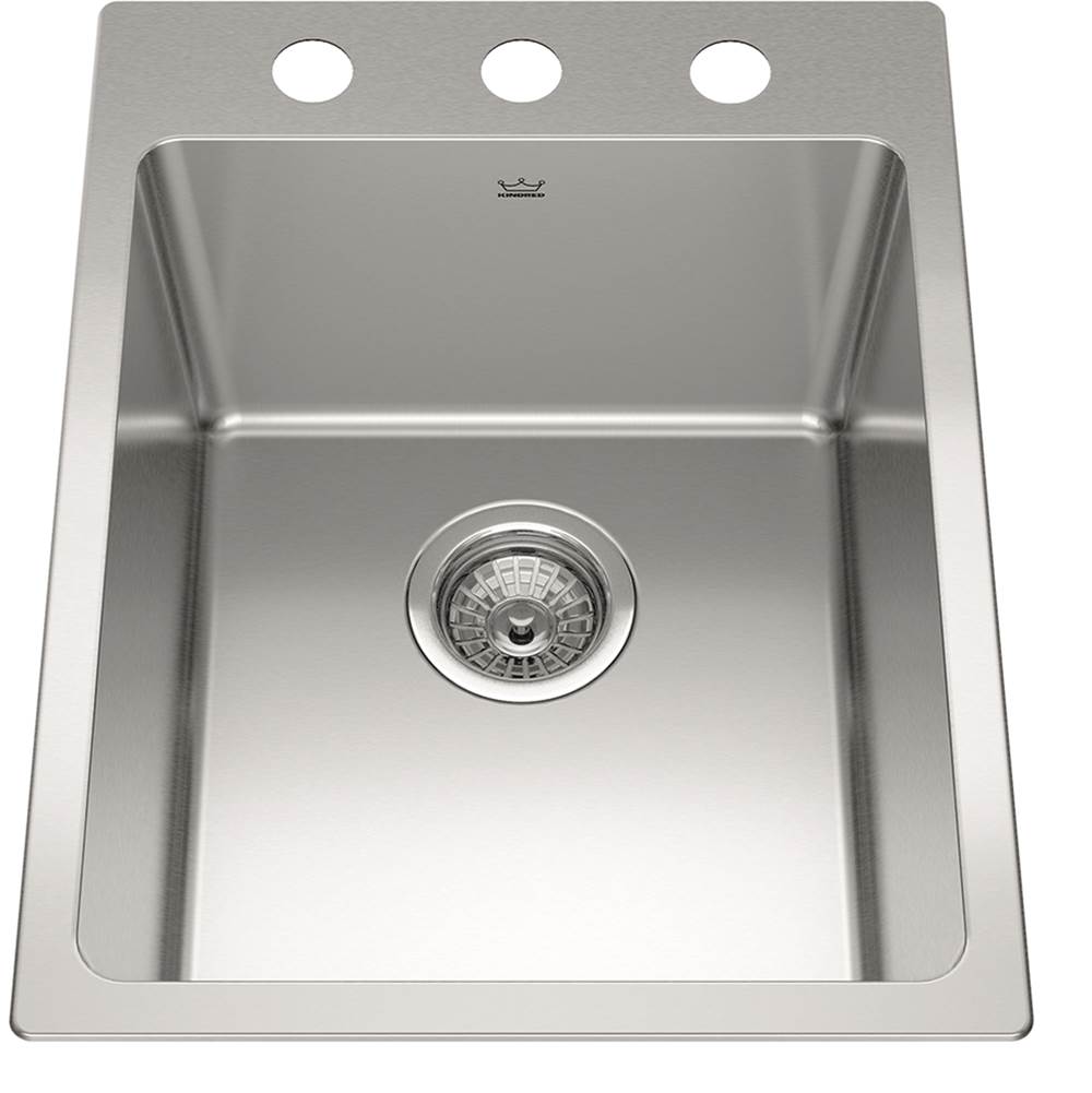 Kindred Brookmore 16-in LR x 20.9-in FB x 9-in DP Drop in Single Bowl Stainless Steel Sink, BSL2116-9-3N