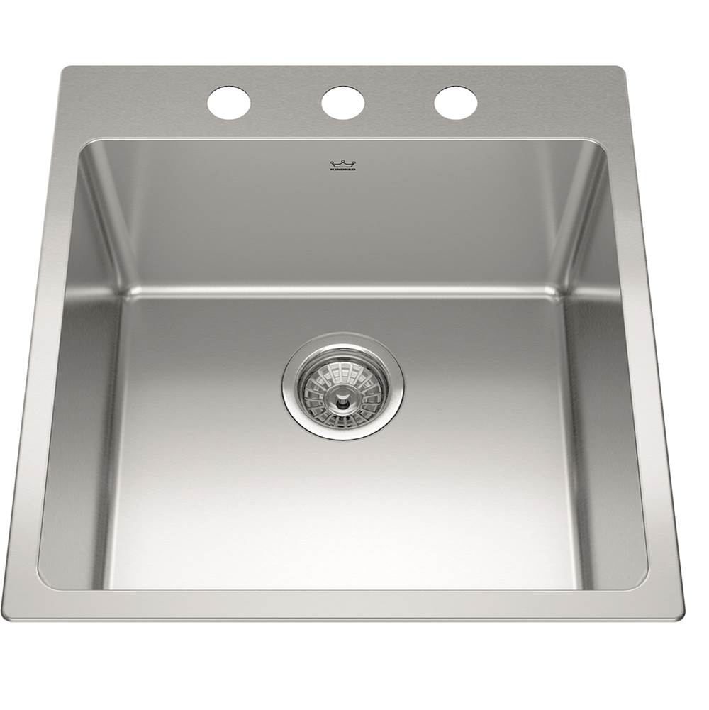 Kindred Brookmore 20-in LR x 20.9-in FB x 9-in DP Drop in Single Bowl Stainless Steel Sink, BSL2120-9-3N