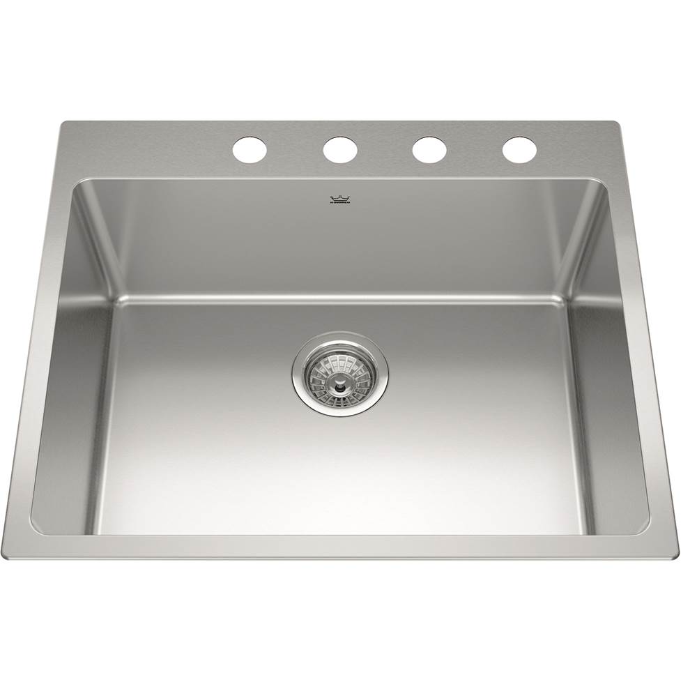 Kindred Brookmore 25.1-in LR x 20.9-in FB x 9-in DP Drop in Single Bowl Stainless Steel Sink, BSL2125-9-4N