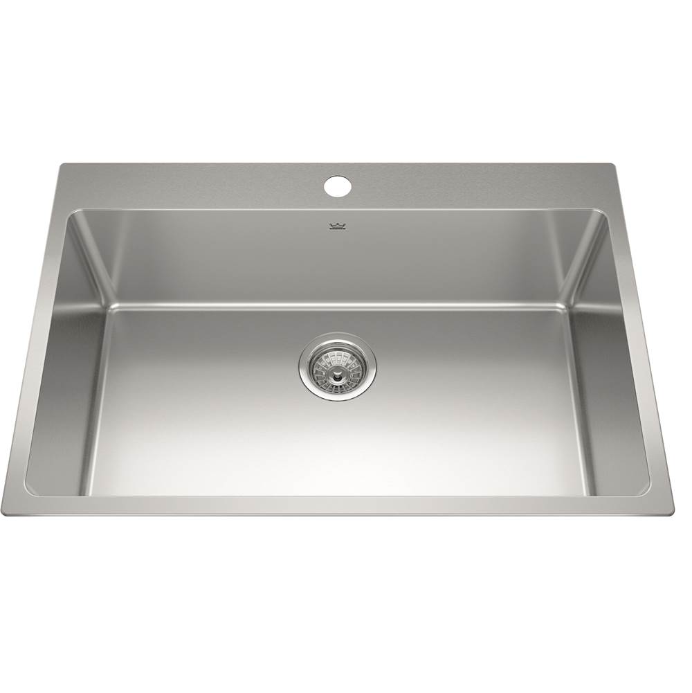 Kindred Brookmore 31-in LR x 20.9-in FB x 9-in DP Drop in Single Bowl Stainless Steel Sink, BSL2131-9-1N