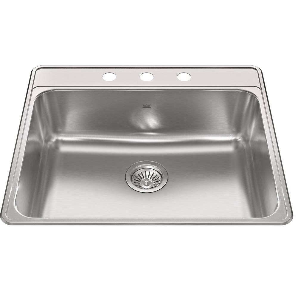 Kindred Creemore 25-in LR x 22-in FB x 8-in DP Drop In Single Bowl 3-Hole Stainless Steel Kitchen Sink, CSLA2522-8-3CBN