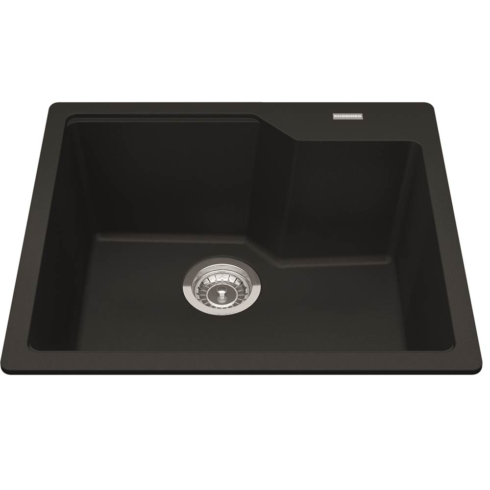 Kindred Granite Series 22.06-in LR x 19.69-in FB x 9.06-in DP Drop In Single Bowl Granite Kitchen Sink, MGSM2022-9MBKN